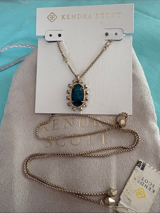 Kendra Scott Jewelry - Nwt Kendra Scott Necklace Gold with Teal blue stone, cubic zirconia stones
